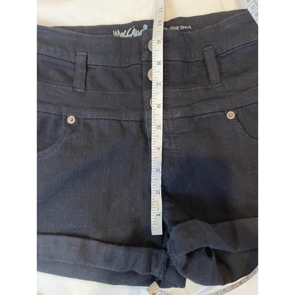 Mossimo Womens Denim Jeans Shorts Roll Cuffed Hem Button Fly Black Size 6/28 - Picture 4 of 10